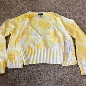 Aqua yellow tie dye sweater set